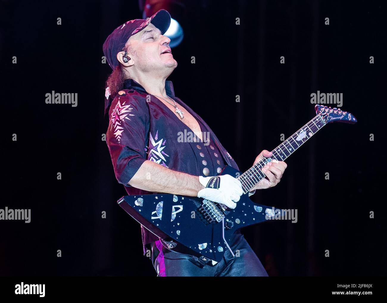 Matthias Jabs of rock band Scorpions performing live in Sweden in 2022 Stock Photo