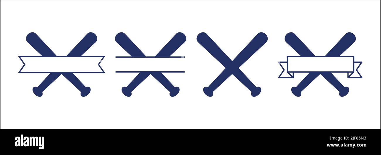 Baseball Crossed Bats. Baseball logo Template. Split, circle monograms