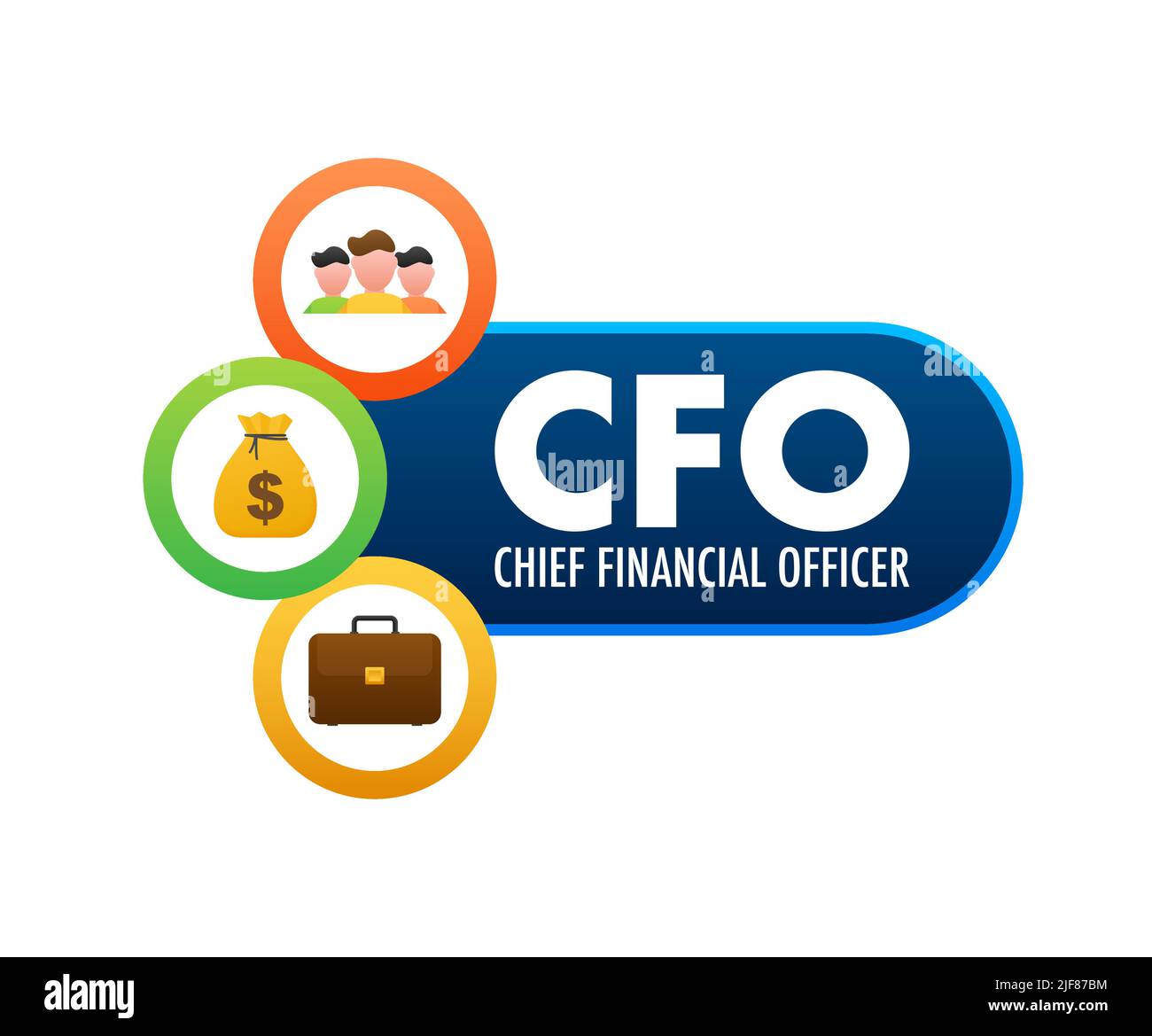 CFO - Chief Financial Officer. Senior manager responsible. Vector stock illustration. Stock Vector