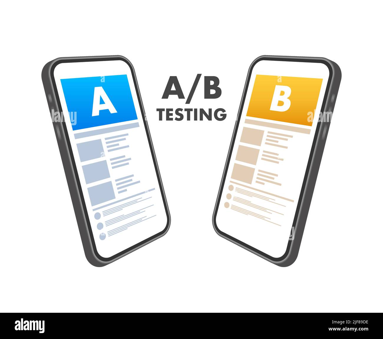 AB testing, split test. Bug Fixing, User Feedback. Homepage landing page template. Vector stock illustration. Stock Vector