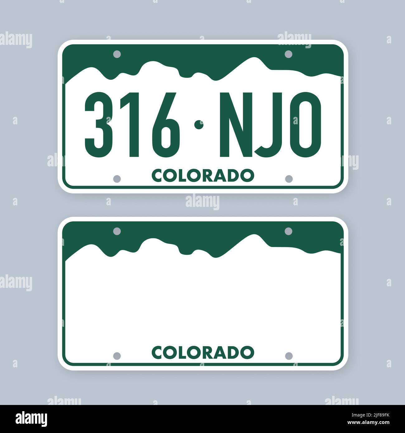 License plate of colorado. Car number plate. Vector stock illustration