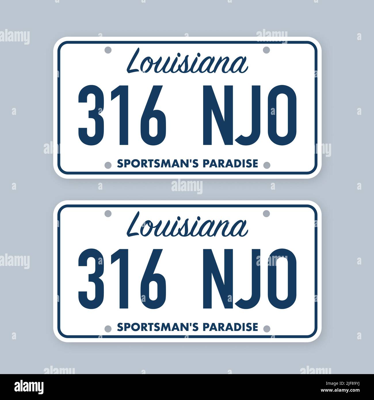 License plate of louisiana. Car number plate. Vector stock illustration