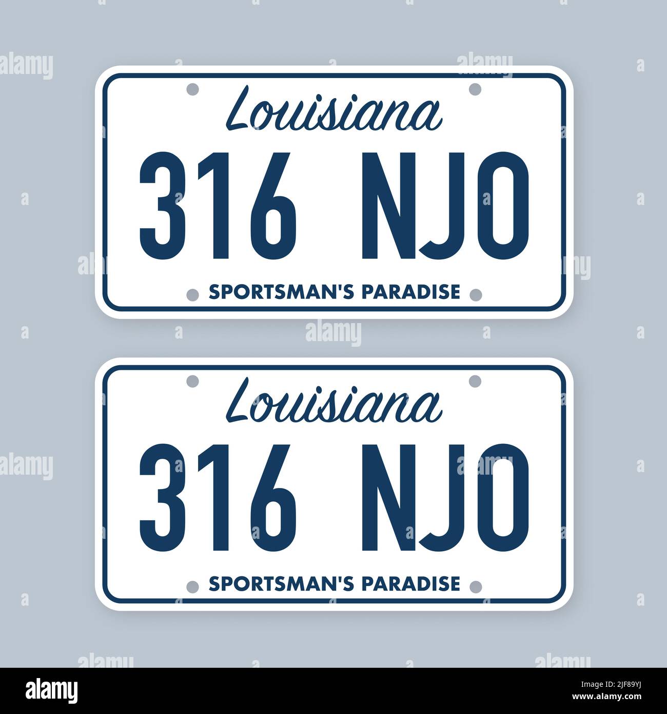 License plate of louisiana. Car number plate. Vector stock illustration. Stock Vector