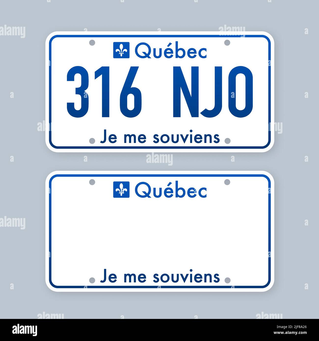 Vehicle registration of Quebec License plates nummer car. Vector