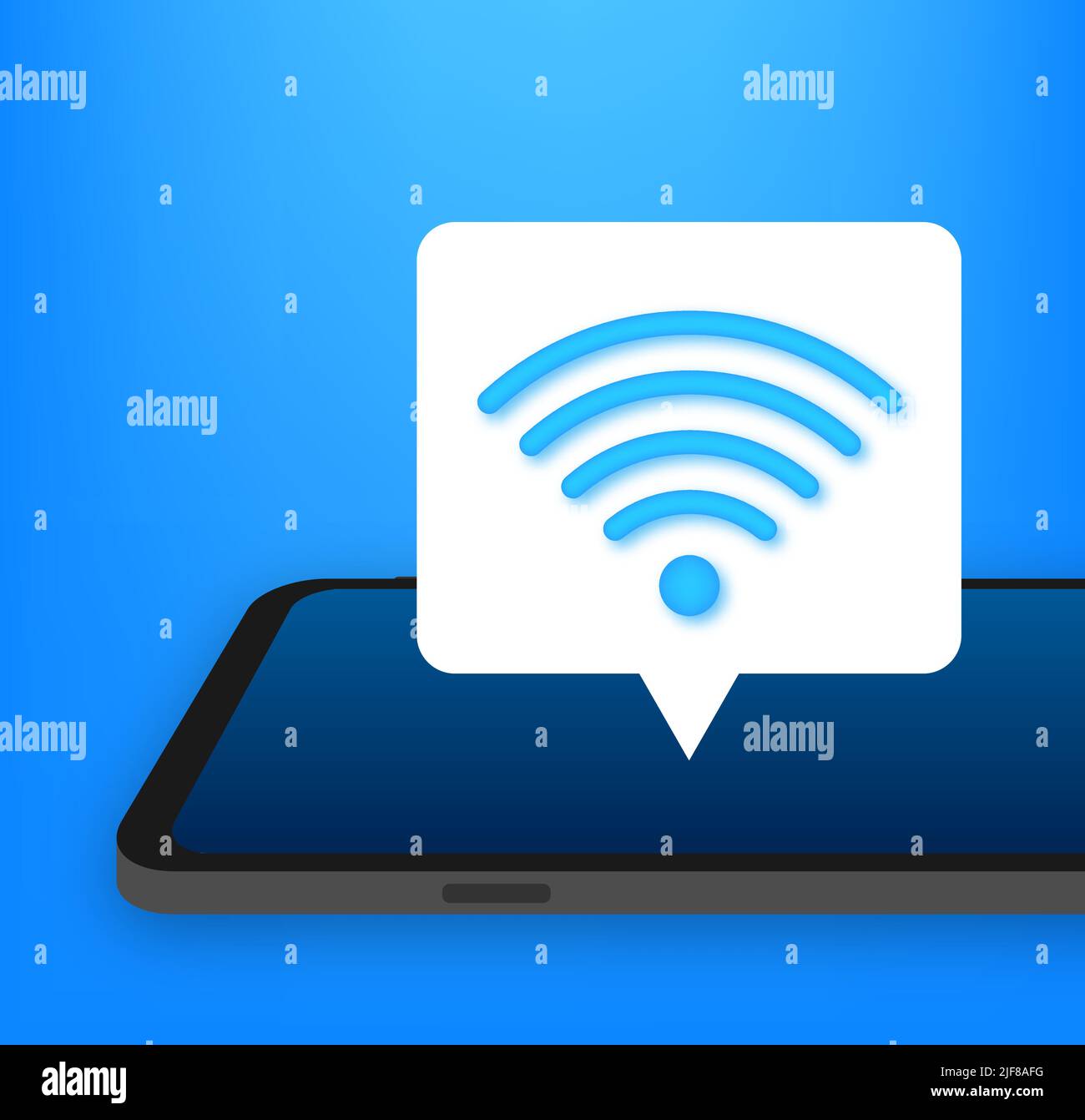 Wireless technology. Wifi internet connection on smartphone screen. Vector stock illustration. Stock Vector