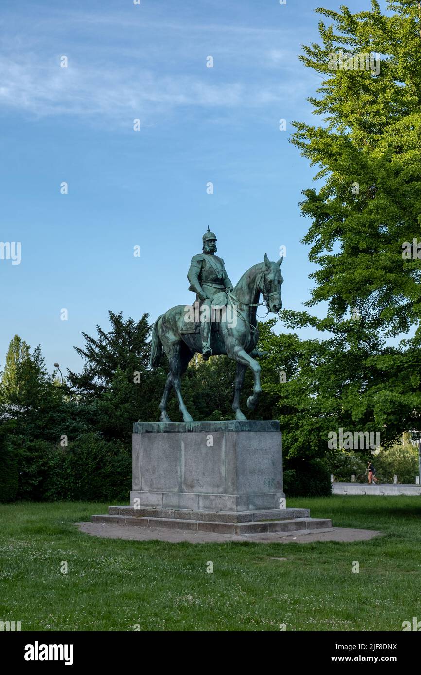 Lübeck, Schleswig- Holstein, Germany - 06 16 2022: view of the equestrian statue of the german emperor wilhelm in luebeck Stock Photo