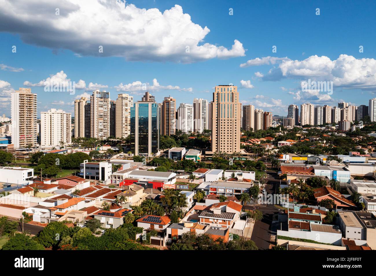 Ribeirao Preto, Sao Paulo, Brazil - 27th December, 2021 - Partial aerial view of Alto da Boa Vista neighborhood and buildings on Avenida Joao Fiuza. Stock Photo