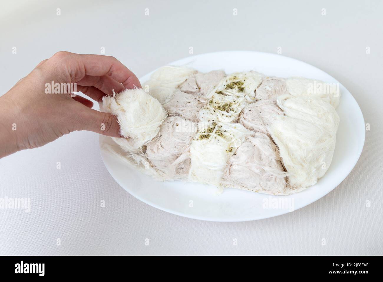 Turkish floss halva in a selection of flavours Stock Photo