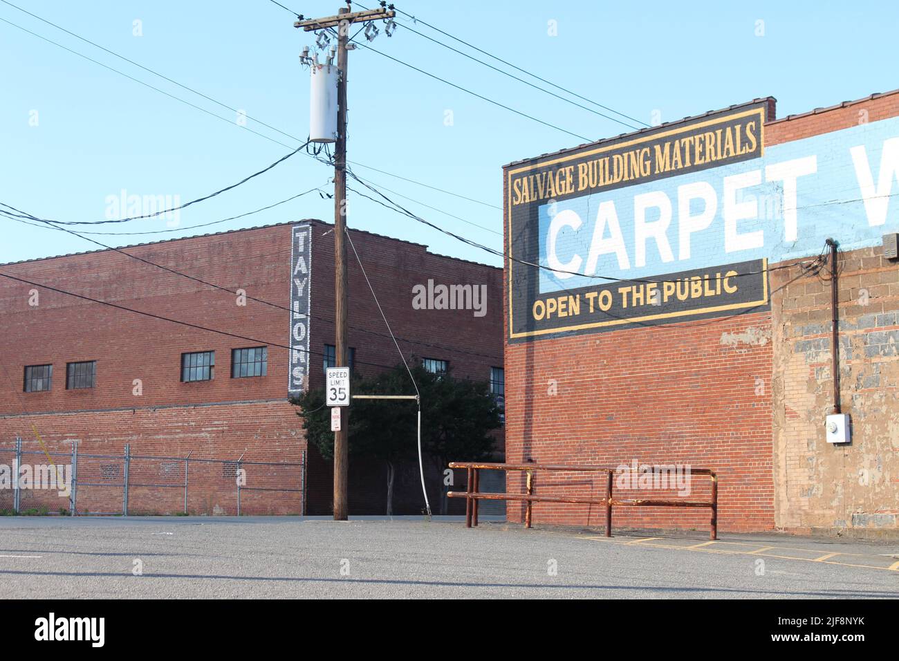 An old carpet warehouse on the edge of gentrification in Winston Salem