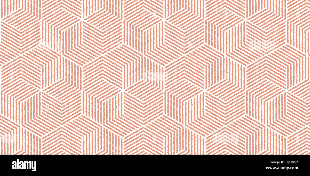 Abstract geometric pattern with wavy stripes lines. Seamless orange polygon shape and white background Stock Vector