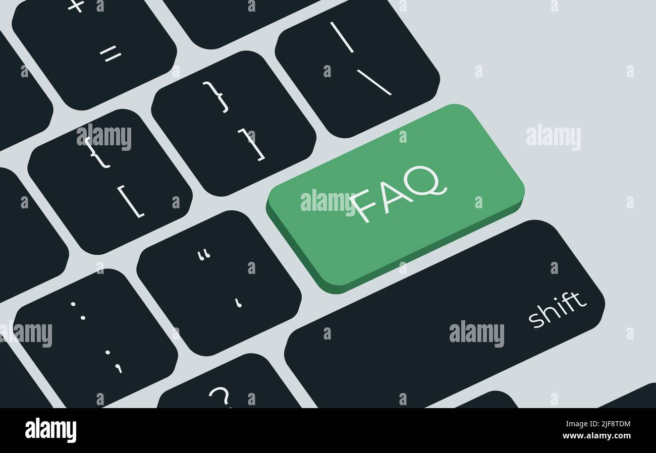 Computer keyboard key with key FAQ. Keyboard keys icon button Stock Vector