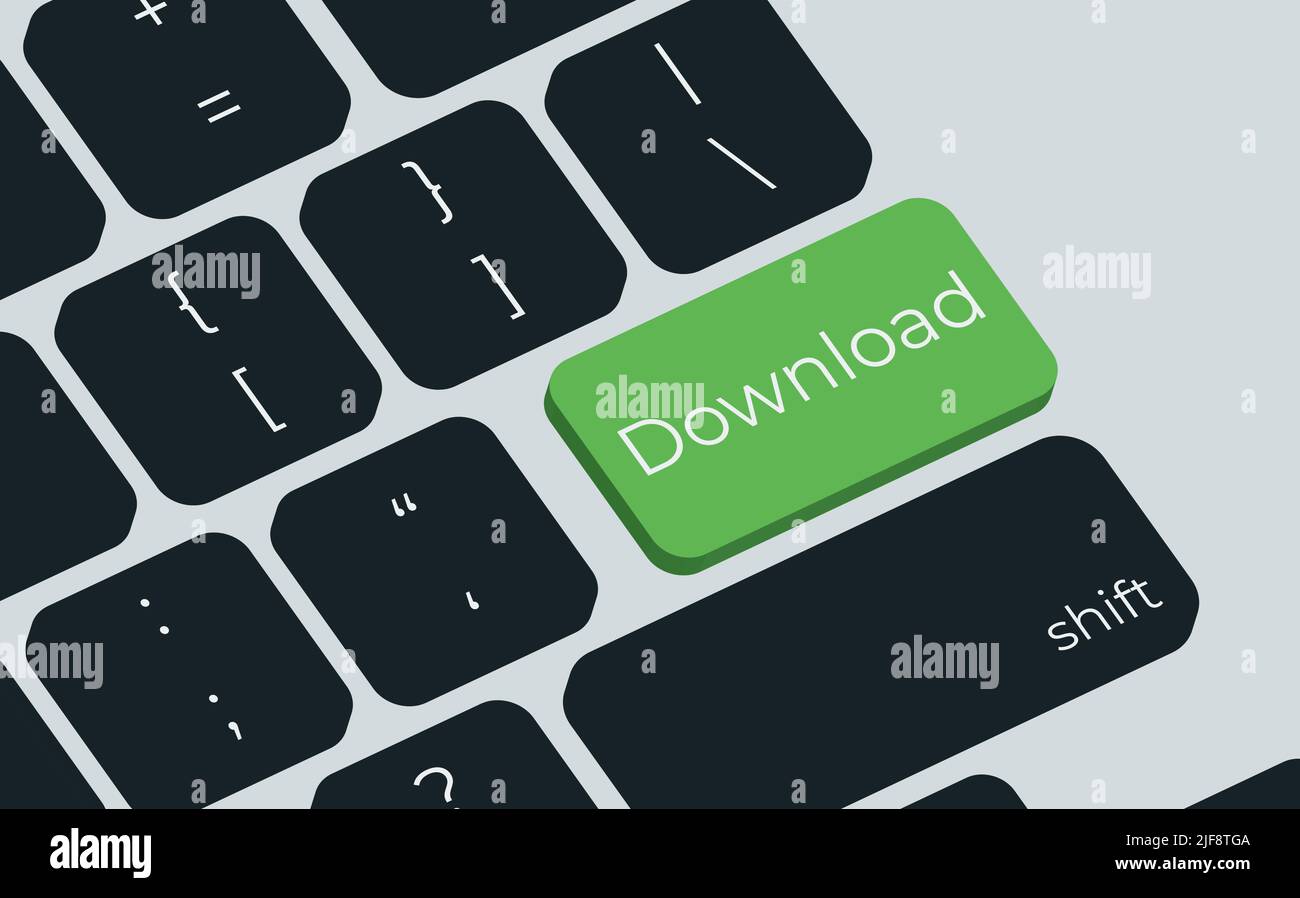 Download button on keyboard keys vector. Simple style Stock Vector
