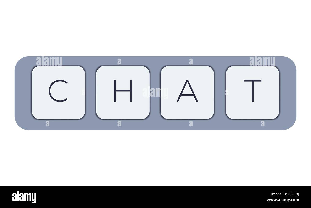 Computer keyboard key with key chat. Keyboard keys icon button Stock Vector