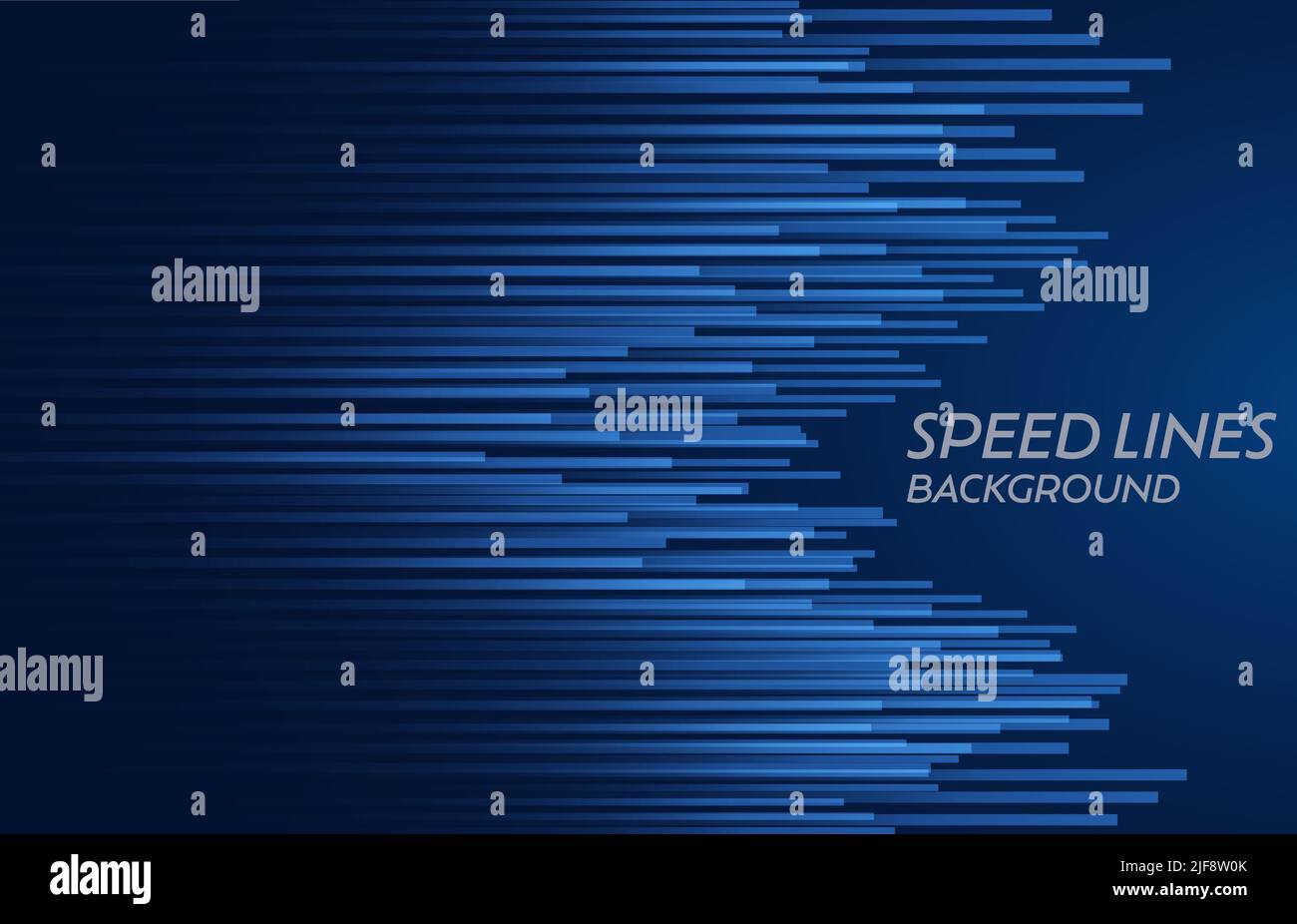 Tech light green horizontal speed lines on dark blue background. Vector illustration. Stock Vector