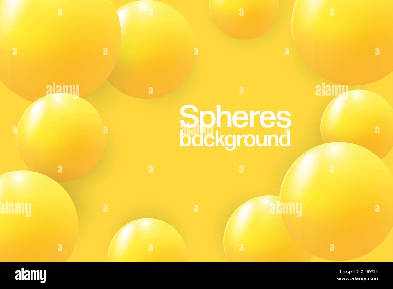 Abstract background with dynamic 3d spheres. Plastic yellow bubbles ...