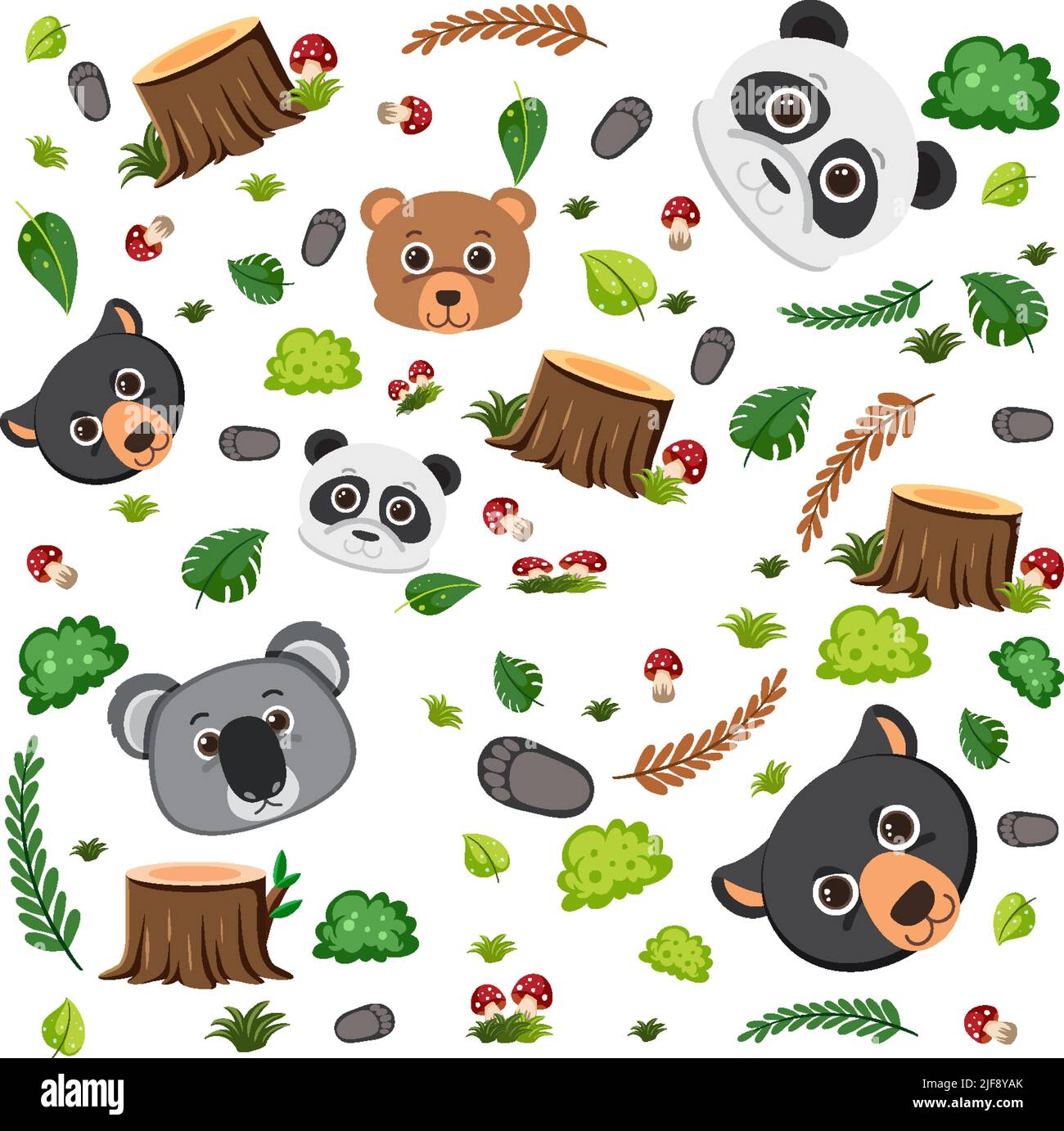 Cute animal seamless pattern illustration Stock Vector Image & Art - Alamy