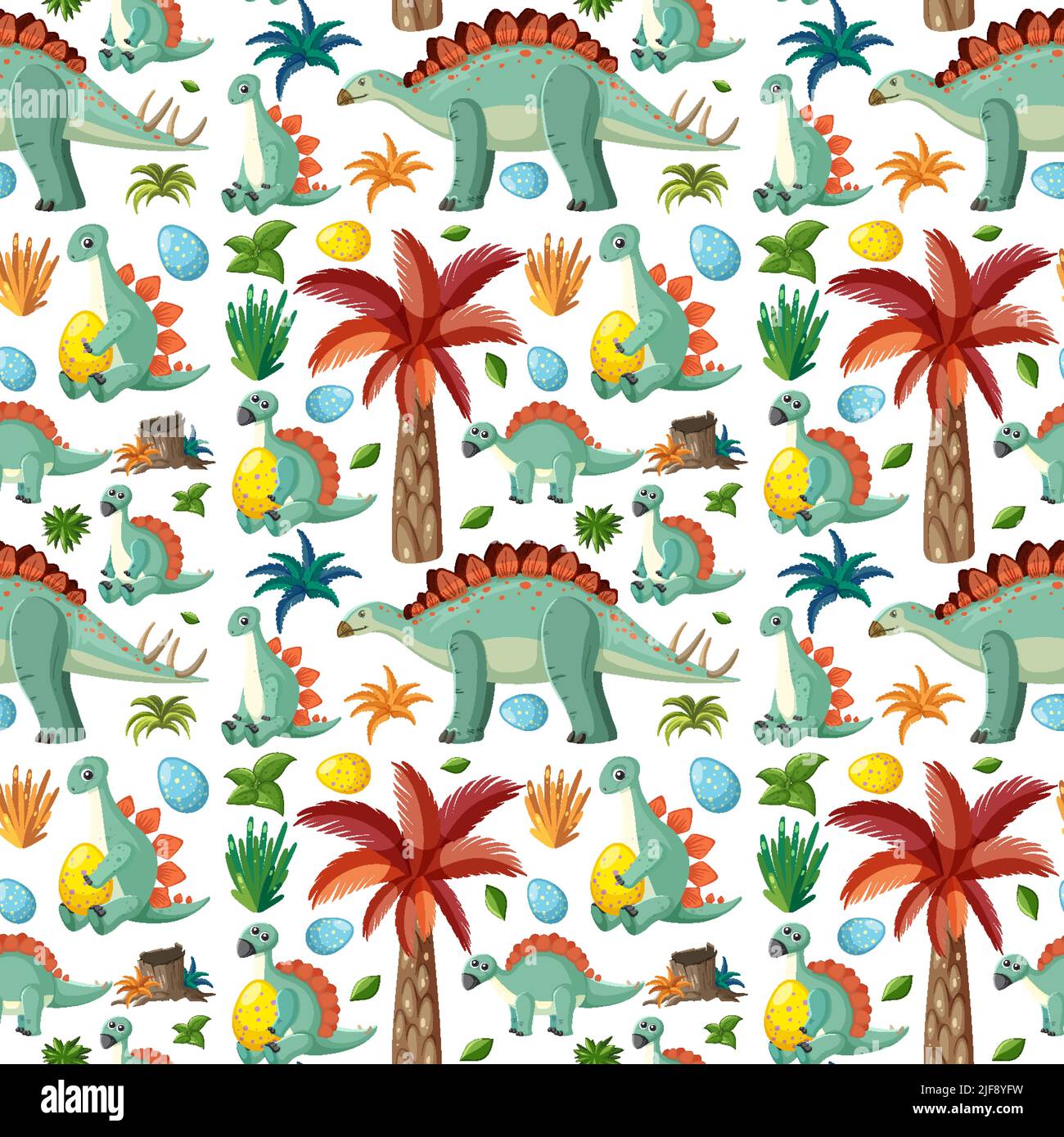 Cute dinosaur seamless pattern illustration Stock Vector Image & Art ...