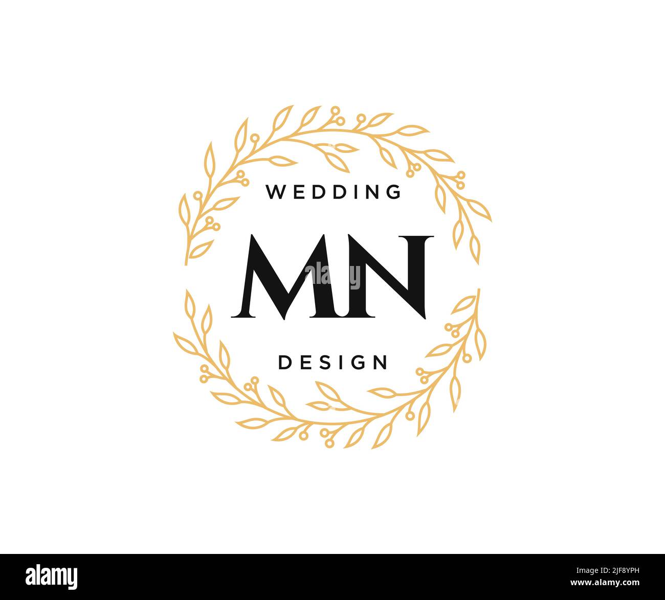 MN Initial Wedding Monogram Logo Crest, Wedding Logo Design