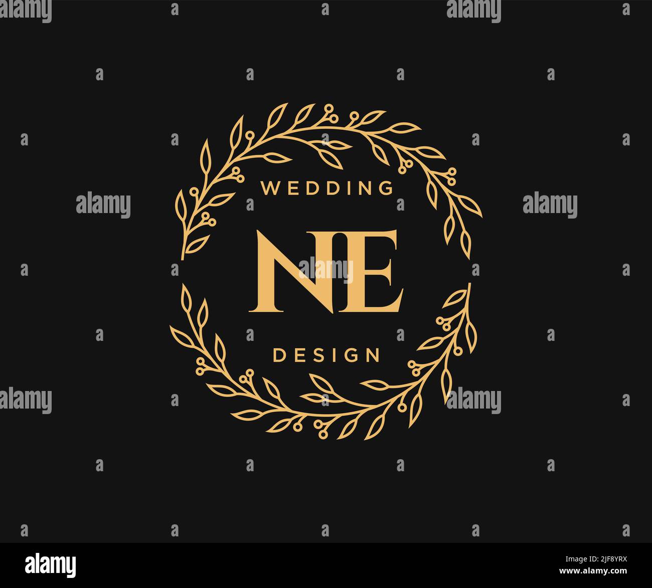 NE Initials letter Wedding monogram logos collection, hand drawn modern minimalistic and floral templates for Invitation cards, Save the Date, elegant Stock Vector