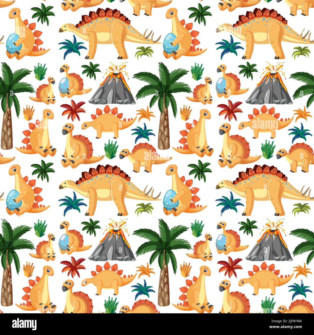 Cute dinosaur seamless pattern illustration Stock Vector Image & Art ...