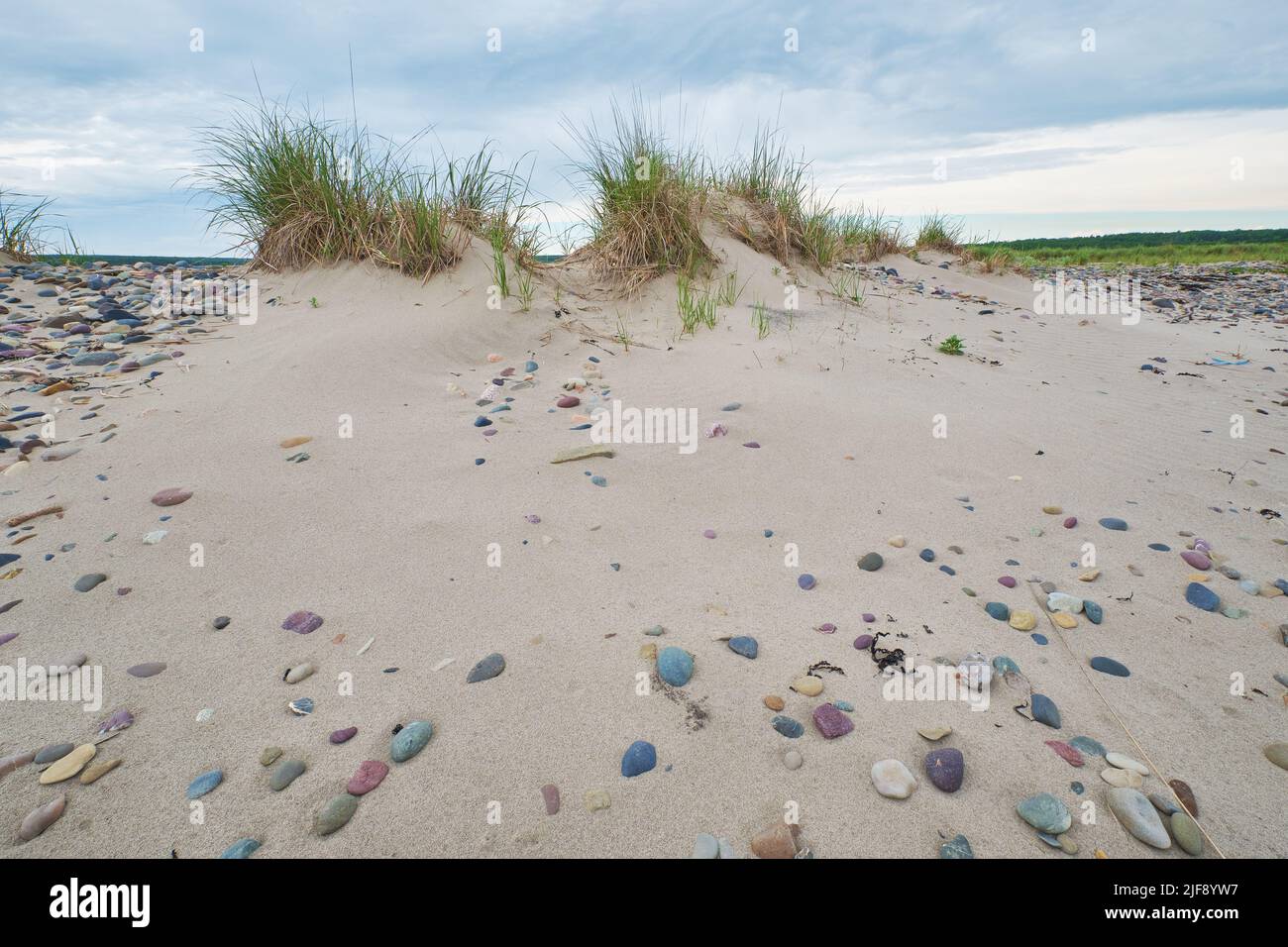 Sand dunes on the perimeter if Glace Bay Beach Cape Breton Nova Scotia. Stock Photo