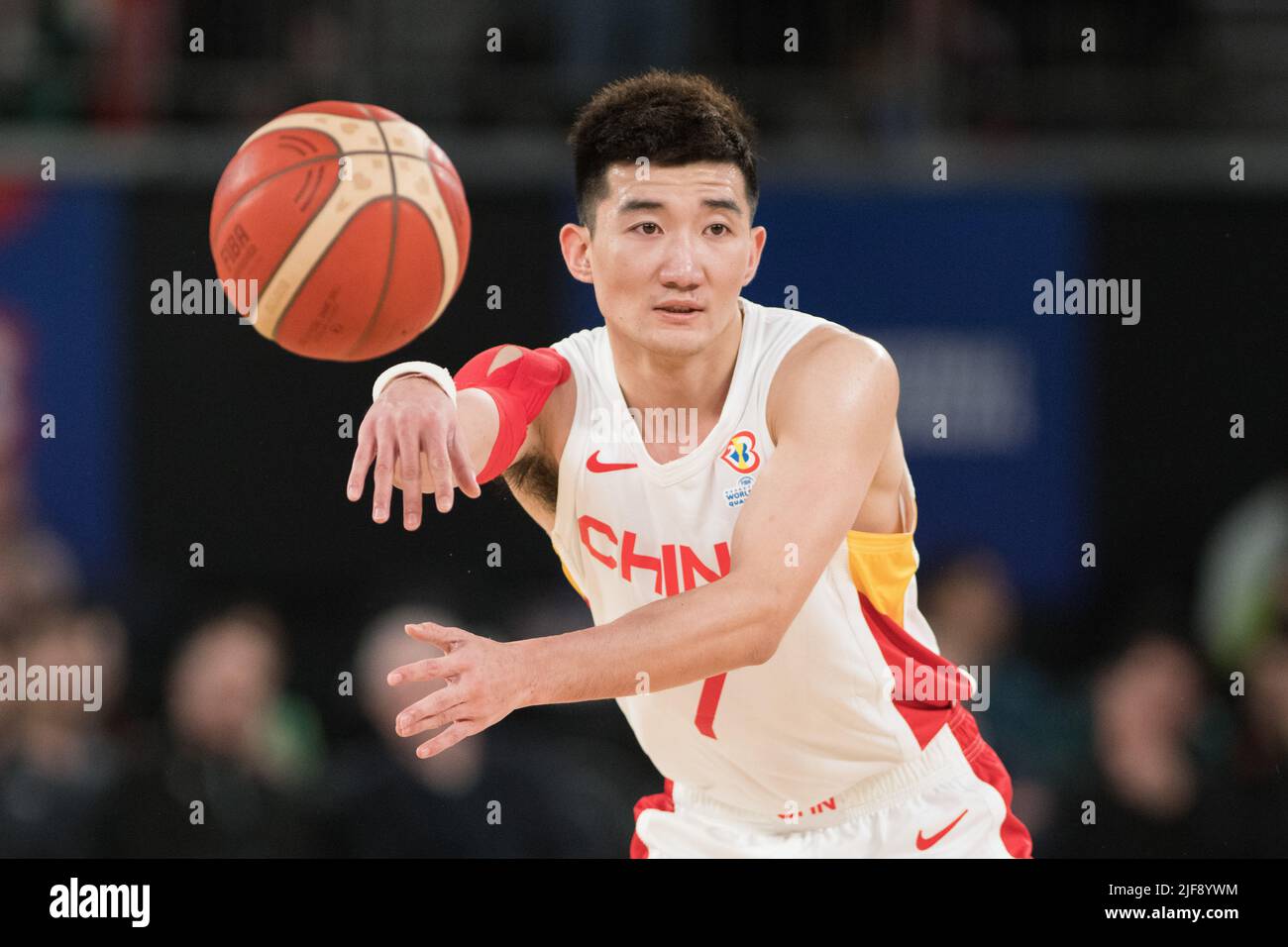 Minghui Sun of China Basketball team seen in action during the Window 3 of  the FIBA Basketball World Cup 2023 Qualifiers held at the John Cain Arena.  Final Score Australia 76:69 China. (