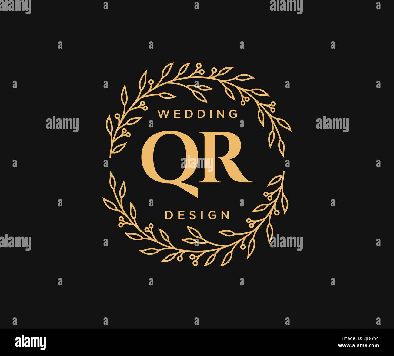 QR Initials letter Wedding monogram logos collection, hand drawn modern minimalistic and floral templates for Invitation cards, Save the Date, elegant Stock Vector