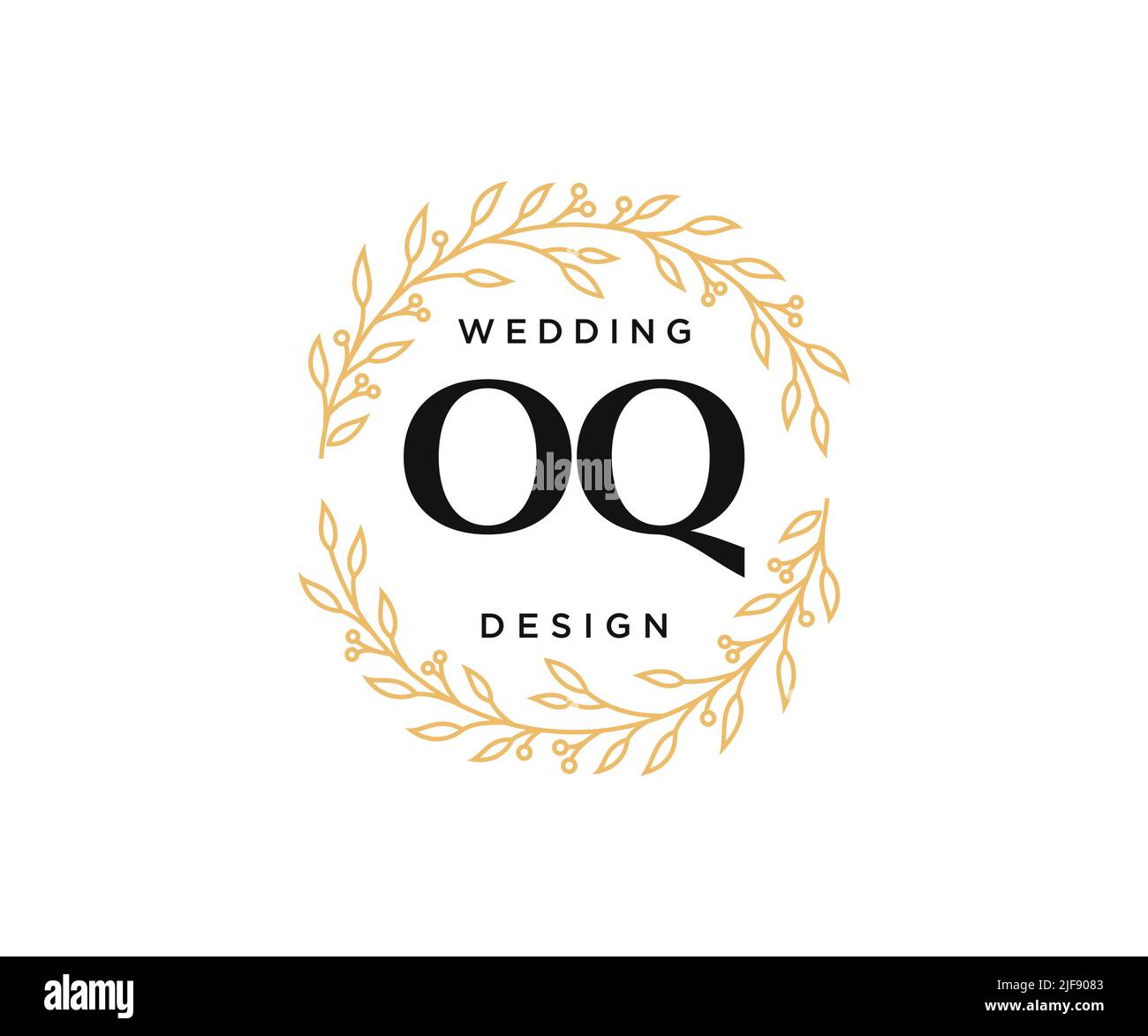 OQ Initials letter Wedding monogram logos collection, hand drawn modern minimalistic and floral templates for Invitation cards, Save the Date, elegant Stock Vector