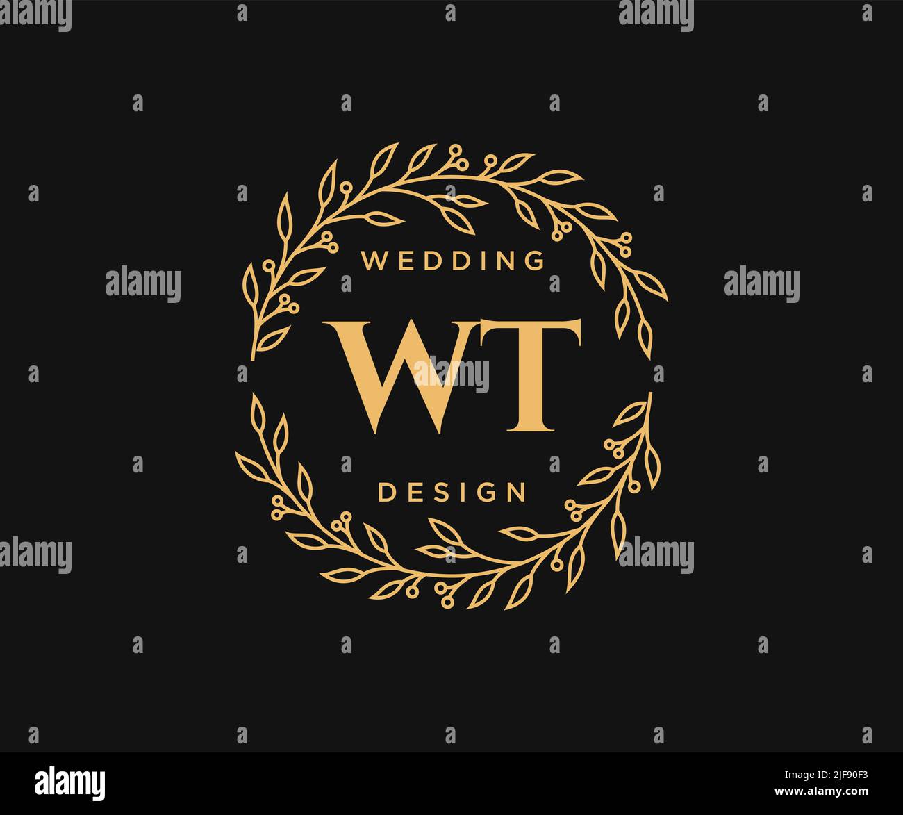 WT Initials letter Wedding monogram logos collection, hand drawn modern ...