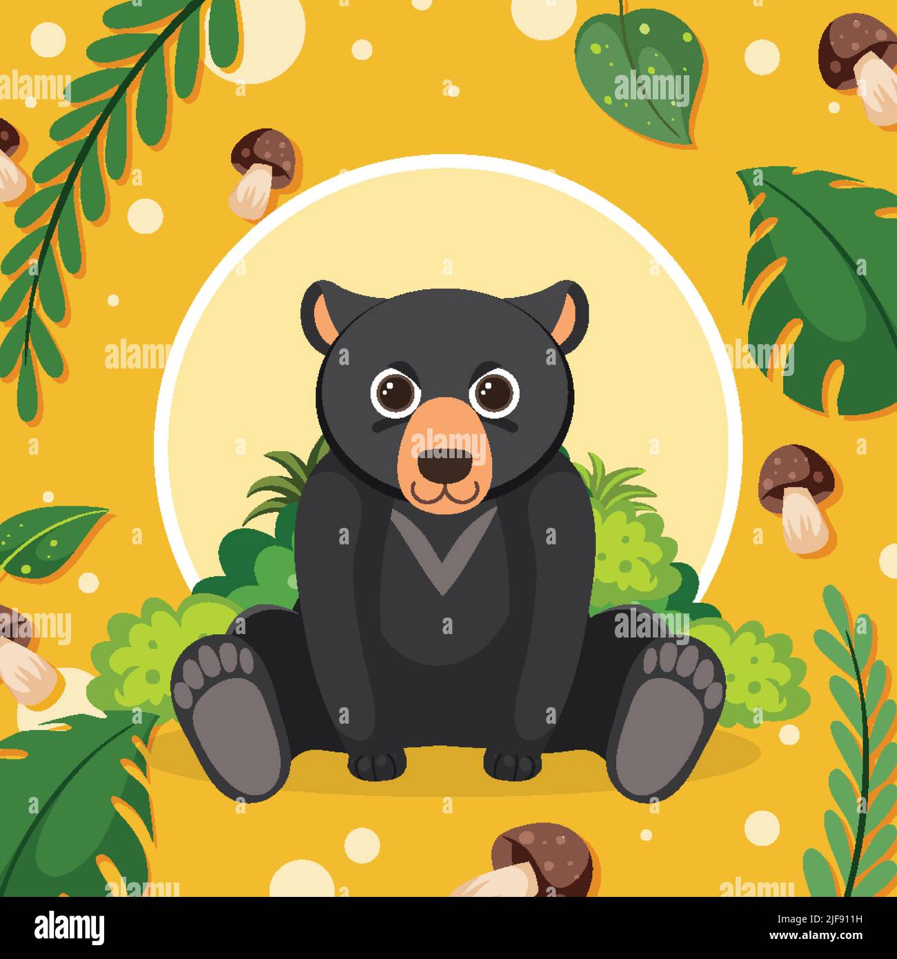 Cute black bear in flat cartoon style illustration Stock Vector Image ...