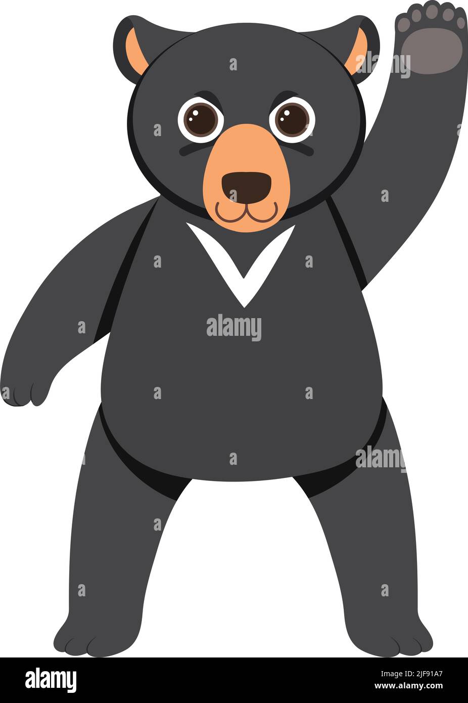 Cute black bear in flat cartoon style illustration Stock Vector Image ...