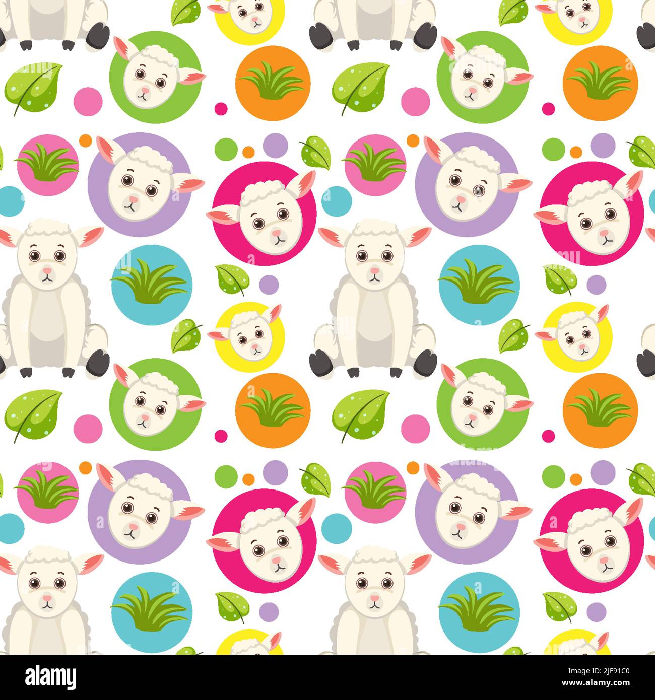 Cute sheep seamless pattern illustration Stock Vector