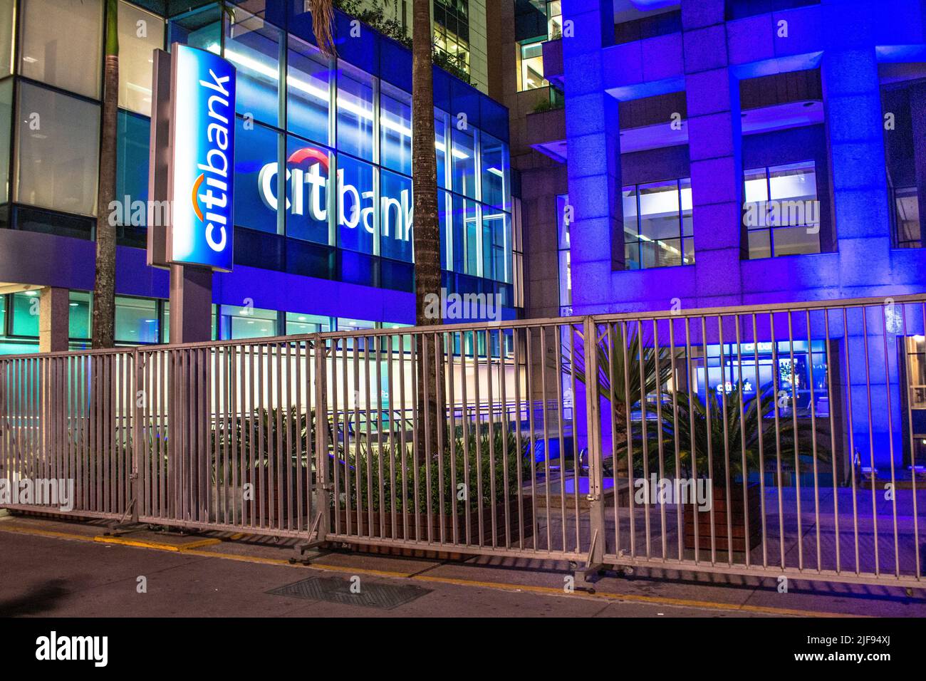 Sao Paulo, Brazil, April 29, 2016. night facade of a Citibank branch in Paulista Avenue, the central region of Sao Paulo Stock Photo