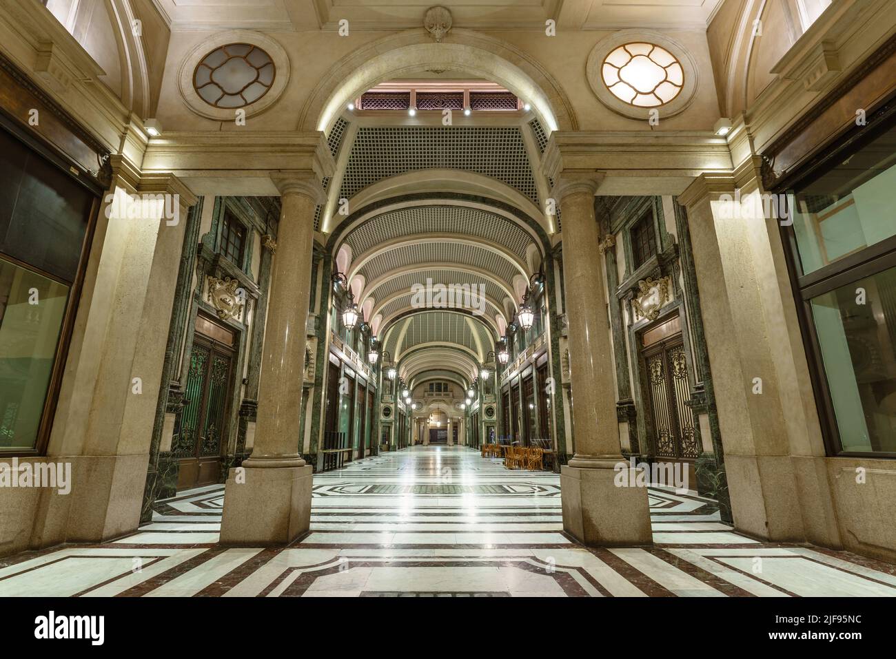 Turin, Italy. June 15, 2022. View of Gallería de San Federico built in the 1930s by the architect Federico Canova and the Vittorio Bonade Bottino Stock Photo