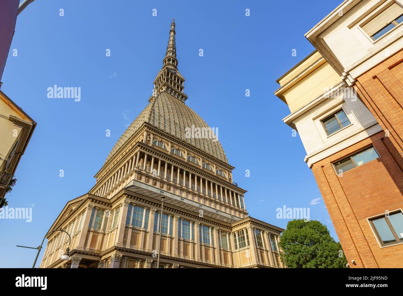 Low angle view of the Mole Antonelliana in Turin Italy Stock Photo
