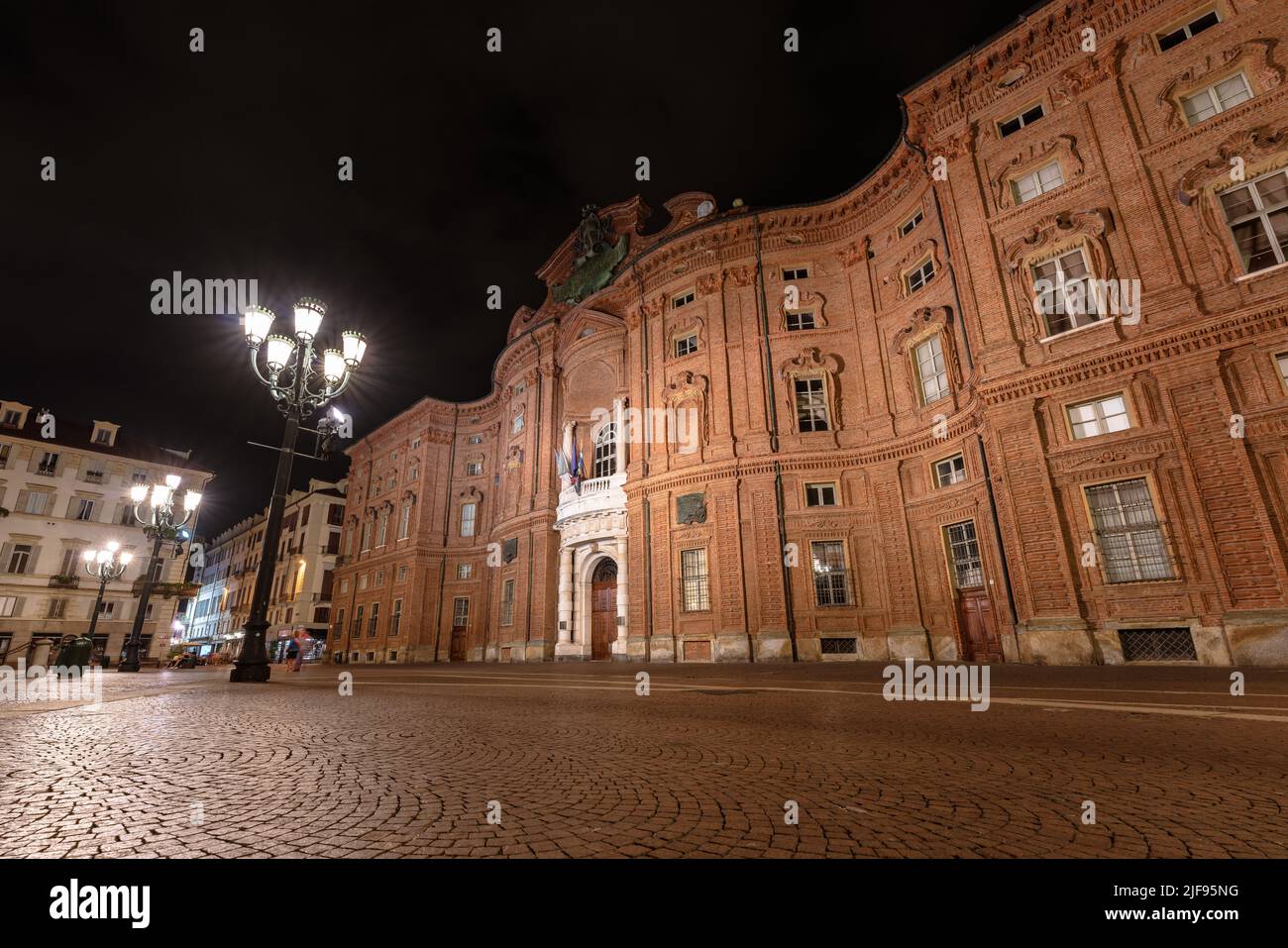 Turin, Italy. June 15, 2022. Exterior of Baroque Palazzo Carignano Stock Photo