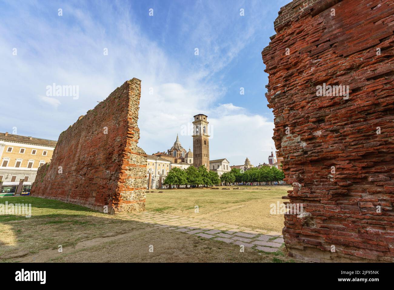 Ancient Rome city wall in Turin, Italy Stock Photo