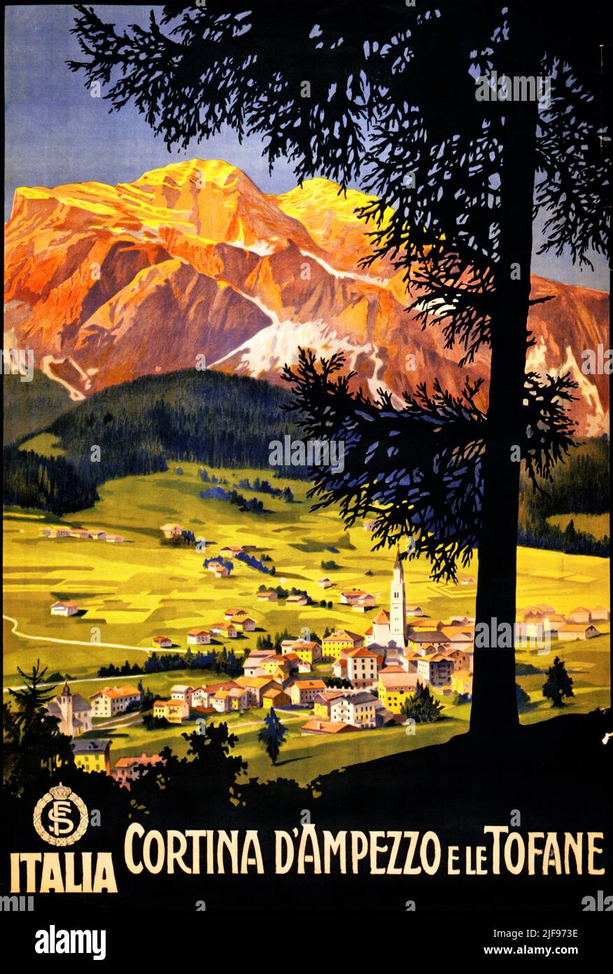 Cortina by Luigi Salomone (dates unknown). Poster published in 1930 in  Italy Stock Photo - Alamy