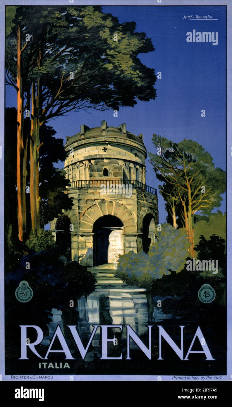 Ravenna Italia by Attilio Ravaglia (1889-????). Poster published in 1926 in Italy. Stock Photo