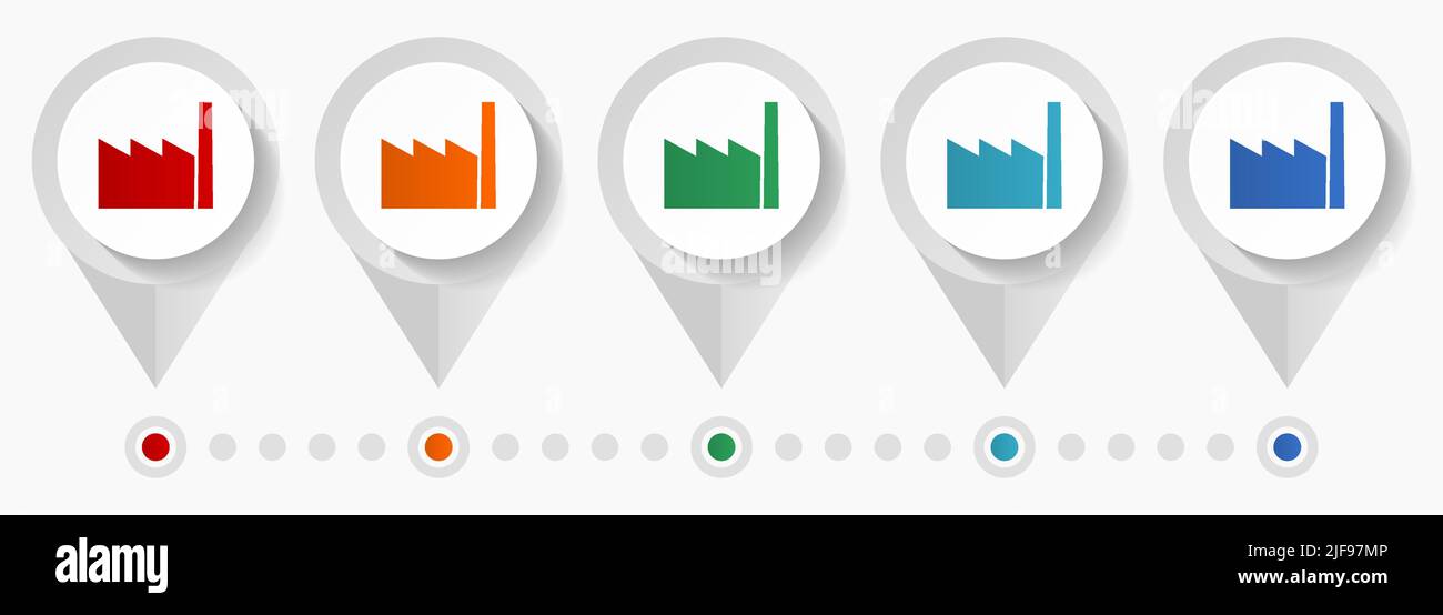 Factory concept vector icons, editable infographic template, set of ...