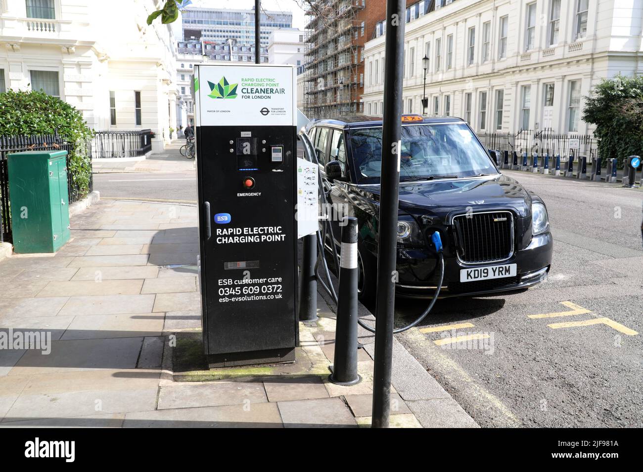 Rapid EV charger point in Lancaster Gate, London, England Stock Photo