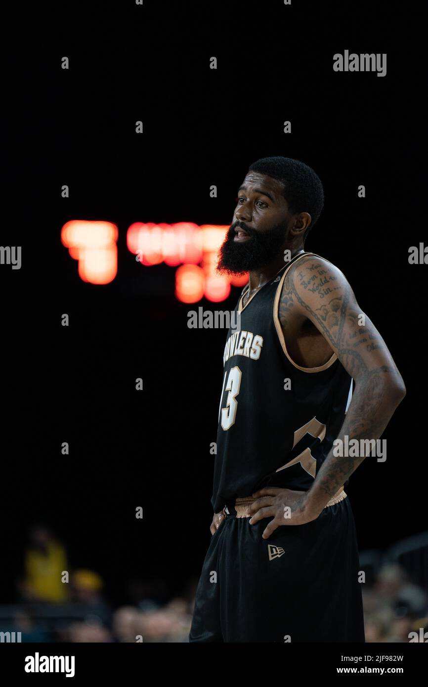 Edmonton, Alberta, Canada. 30th June, 2022. TERRY THOMAS (13) of the Newfoundland Growlers in action during a regular season Cebl match up where the Edmonton Stingers hosted the Newfoundland Growlers at Edmonton Expo Centre in Edmonton, Alberta (Credit Image: © Matthew Helfrich/ZUMA Press Wire) Stock Photo