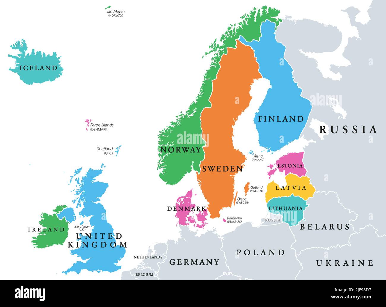 Northern Europe Subregion And Geoscheme Political Map The Islands