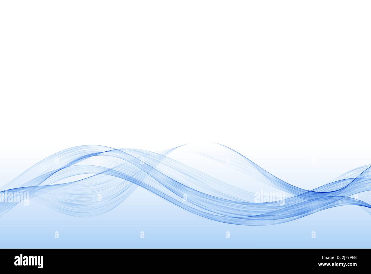 Abstract vector background with smooth blue wave. Wavy lines of smoke ...