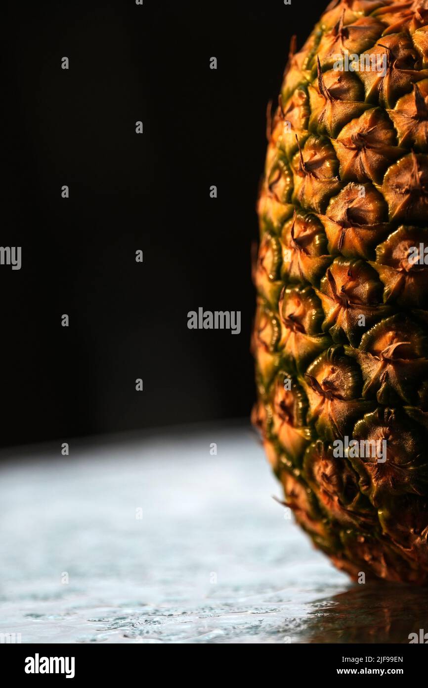 closeup-pineaple-skin-in-a-black-background-stock-photo-alamy
