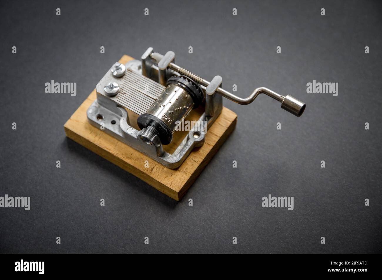 Traditional music box isolated on black background Stock Photo