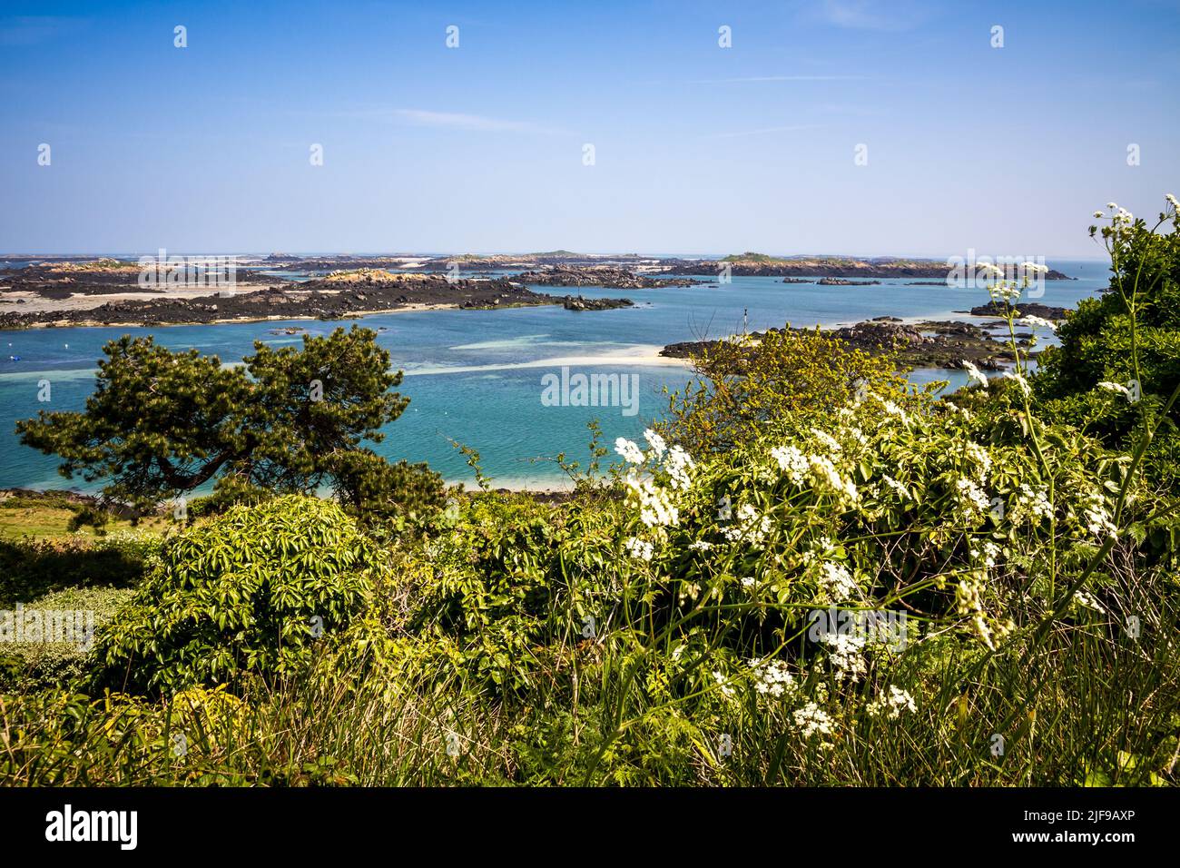 Chausey island coast and cliffs landscape in Brittany, France Stock Photo