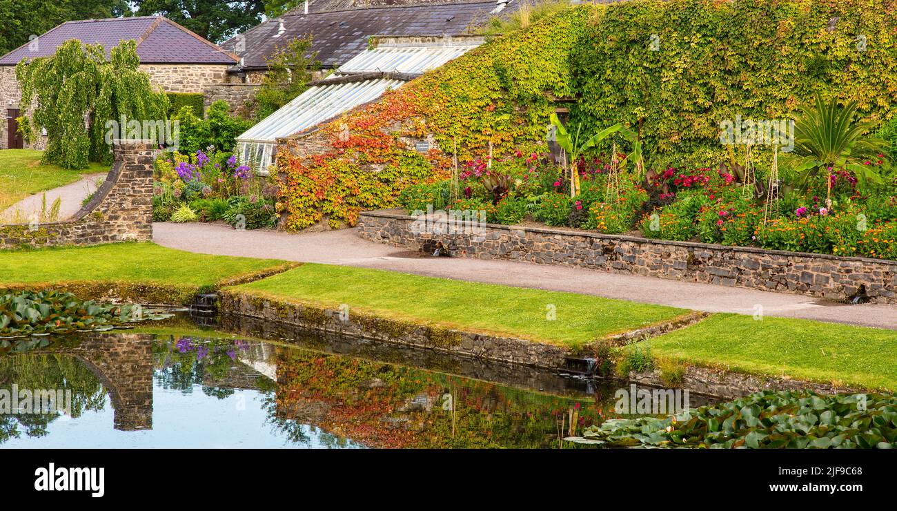 The Pool Garden in July at Aberglasney Stock Photo