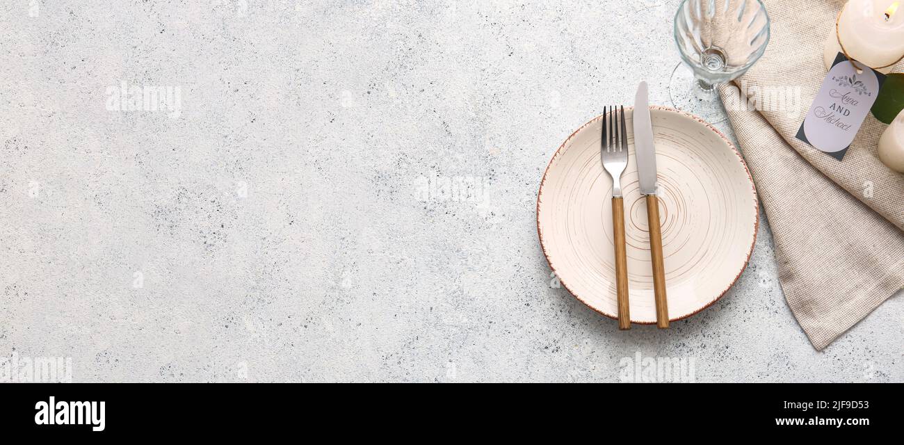 Simple table setting on light background with space for text Stock ...