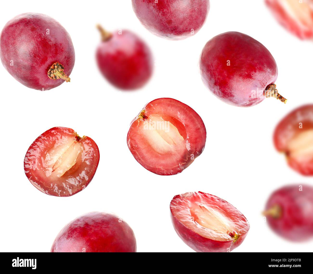 Many ripe grapes on white background Stock Photo
